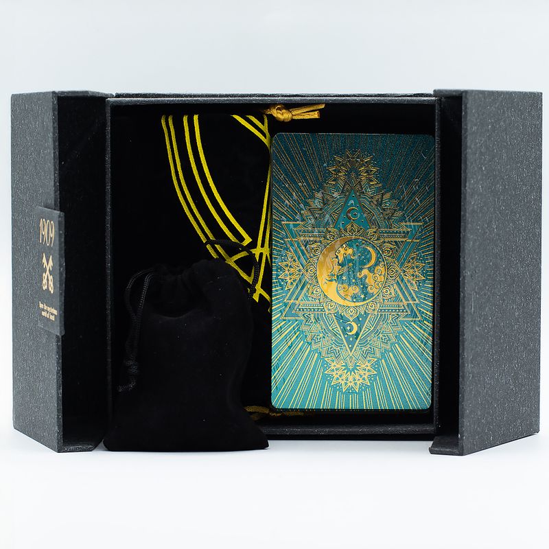 Jeu de Cartes de Tarot Avec Dorure Or & Turquoise – Coffret Cadeau – Avec Livret