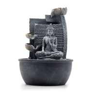 Fontaine de Table - 19x19x28 cm - Bouddha, Pots Cascadants & Fleur de Lotus