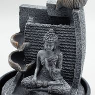 Fontaine de Table - 19x19x28 cm - Bouddha, Pots Cascadants & Fleur de Lotus
