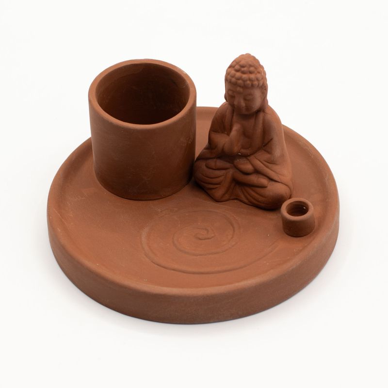 Plaque d’Encens Multi-Usage Bouddha – Style Terre Cuite Naturelle