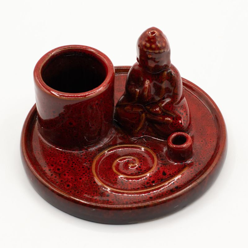 Plaque d’Encens Multi-Usage Bouddha – Céramique Rouge Doux