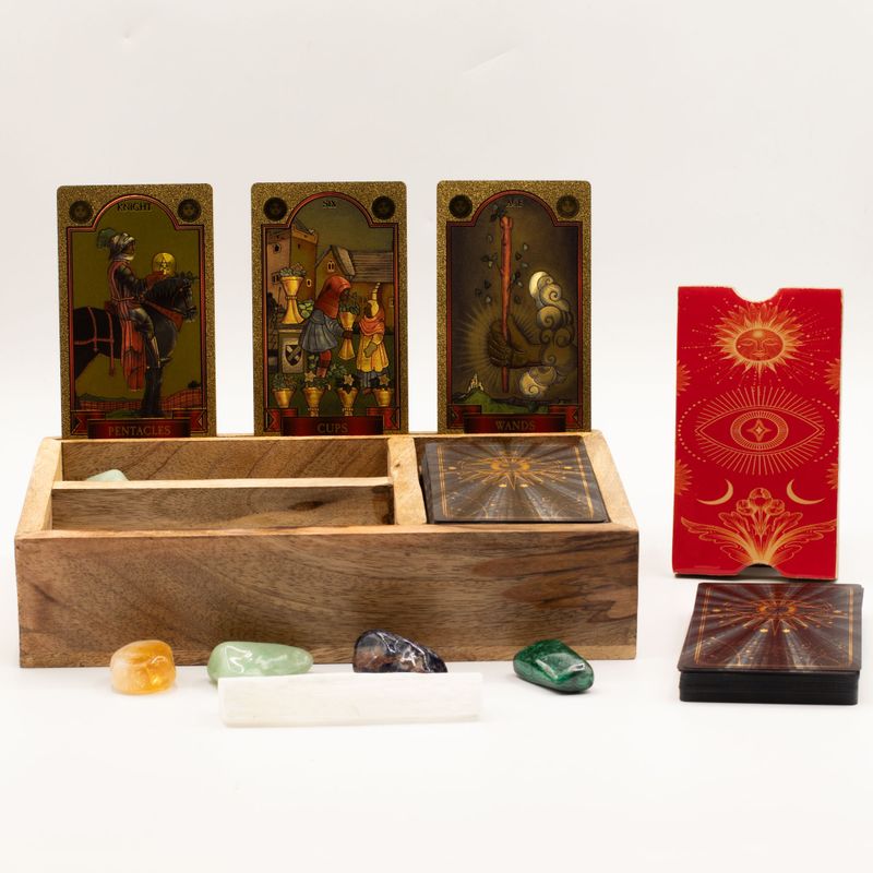 Boîte à Tarot à Trois Sections avec Support de Cartes