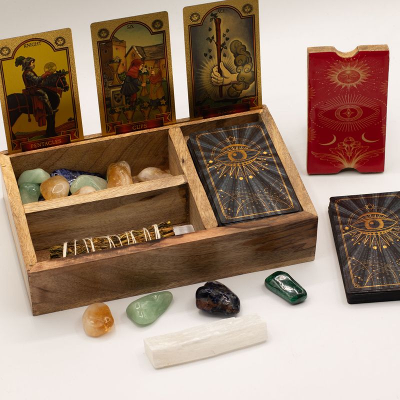Boîte à Tarot à Trois Sections avec Support de Cartes