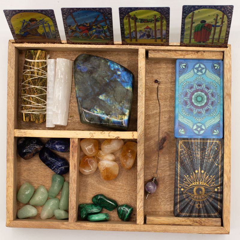 Boîte à Tarot à Quatre Sections avec Support de Cartes