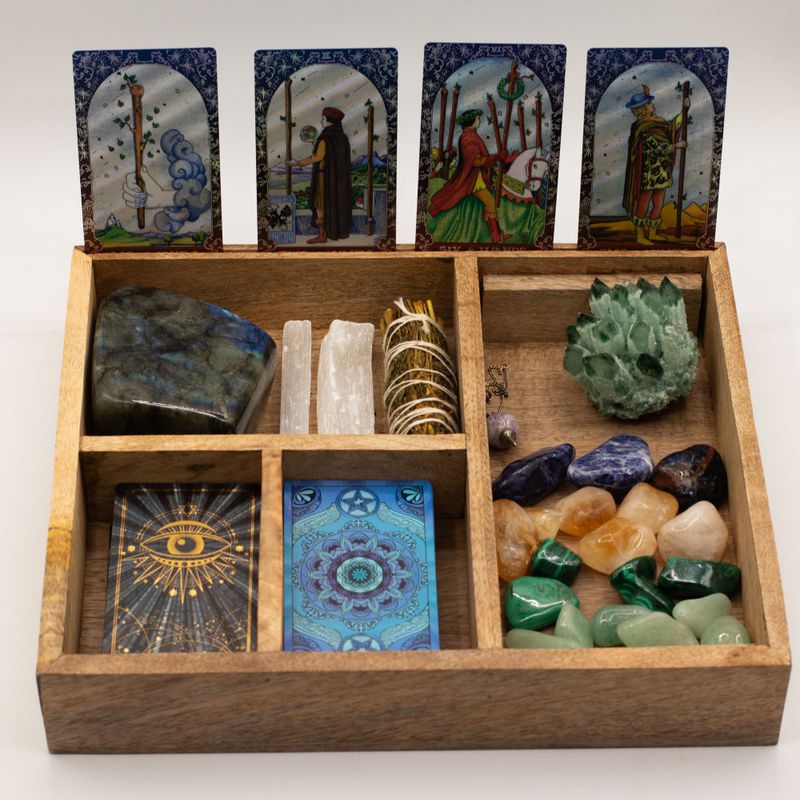 Boîte à Tarot à Quatre Sections avec Support de Cartes