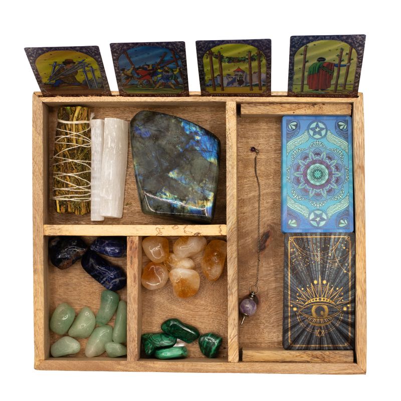 Boîte à Tarot à Quatre Sections avec Support de Cartes