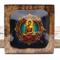 Set de Grands Plateaux Émaillés En Bois de Manguier - Bouddha