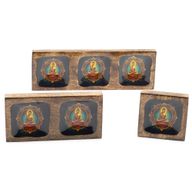 Set de Grands Plateaux Émaillés En Bois de Manguier - Bouddha