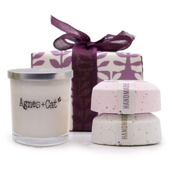 Coffret Cadeau – Pierre de Lune (Bougie) + Provence & Thé et Roses (Galets Effervescents)