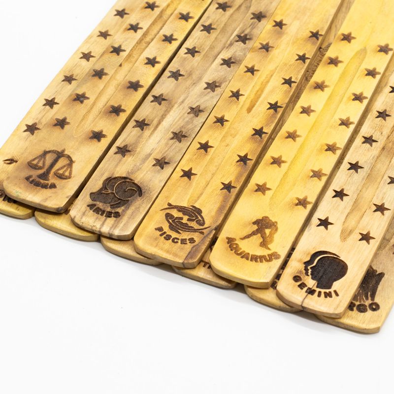 Porte-Encens Bois de Manguier Naturel - Designs Zodiaque Variés