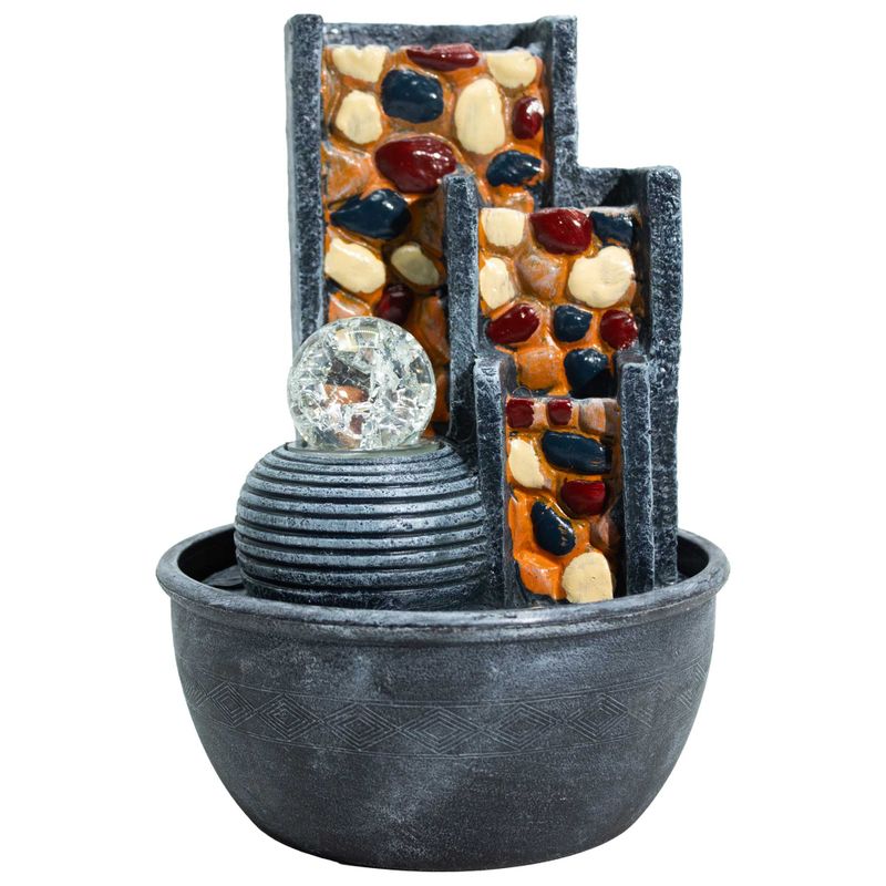 Fontaine de Table - 19x19x28 cm - Murs de Galets, Jardin & Boule de Cristal