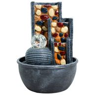 Fontaine de Table - 19x19x28 cm - Murs de Galets, Jardin & Boule de Cristal