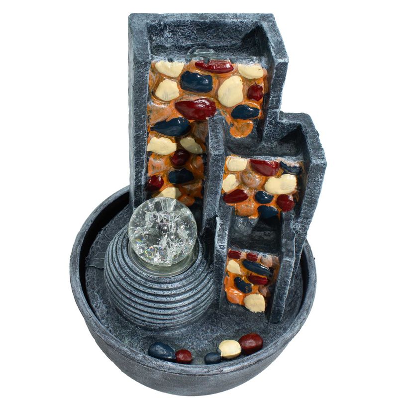 Fontaine de Table - 19x19x28 cm - Murs de Galets, Jardin & Boule de Cristal
