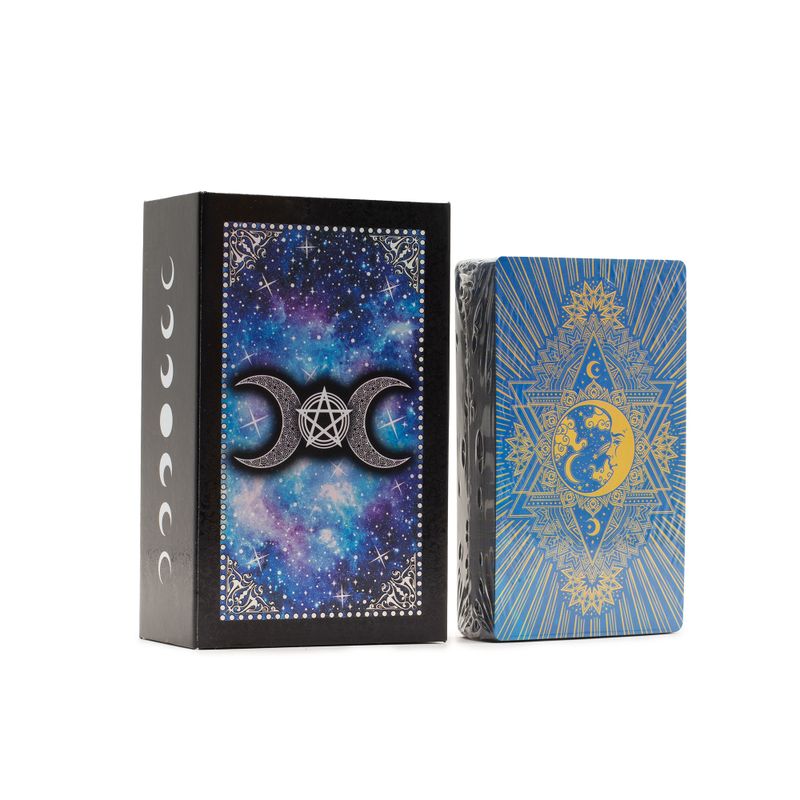 Jeu de Cartes de Tarot Avec Dorure Bleue – Lune en Visage – Avec Livret