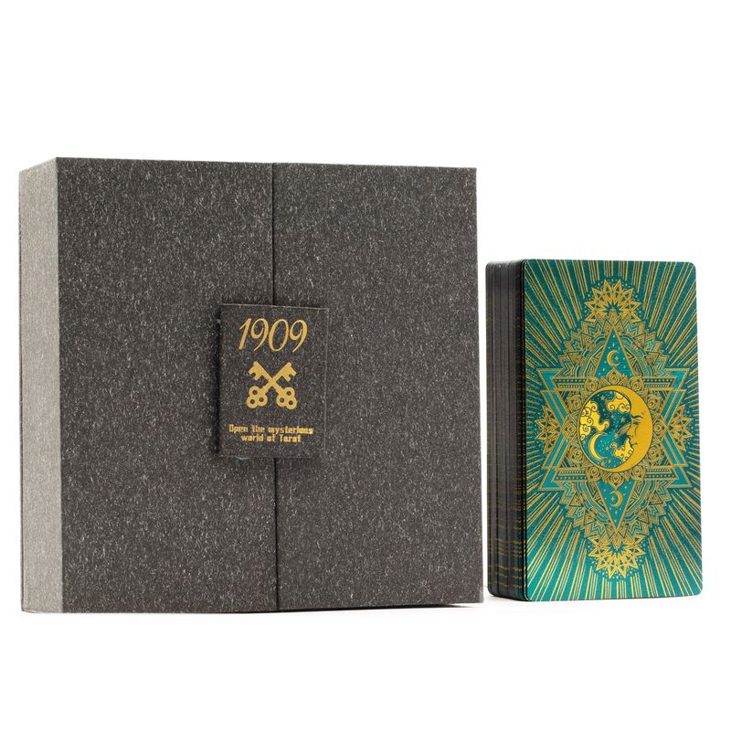 Jeu de Cartes de Tarot Avec Dorure Or & Turquoise – Coffret Cadeau – Avec Livret