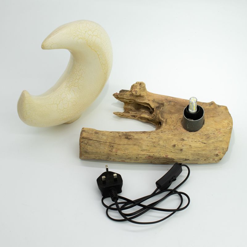 Lampe DriftGlow – Abat-Jour Demi-Lune Fissuré – Gris