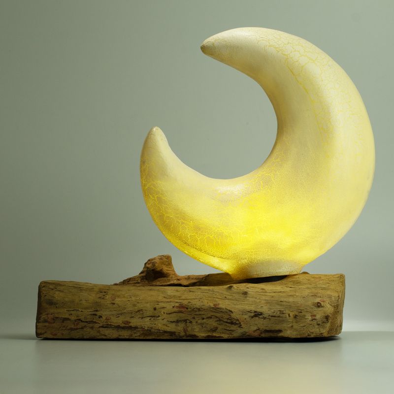 Lampe DriftGlow – Abat-Jour Demi-Lune Fissuré – Gris
