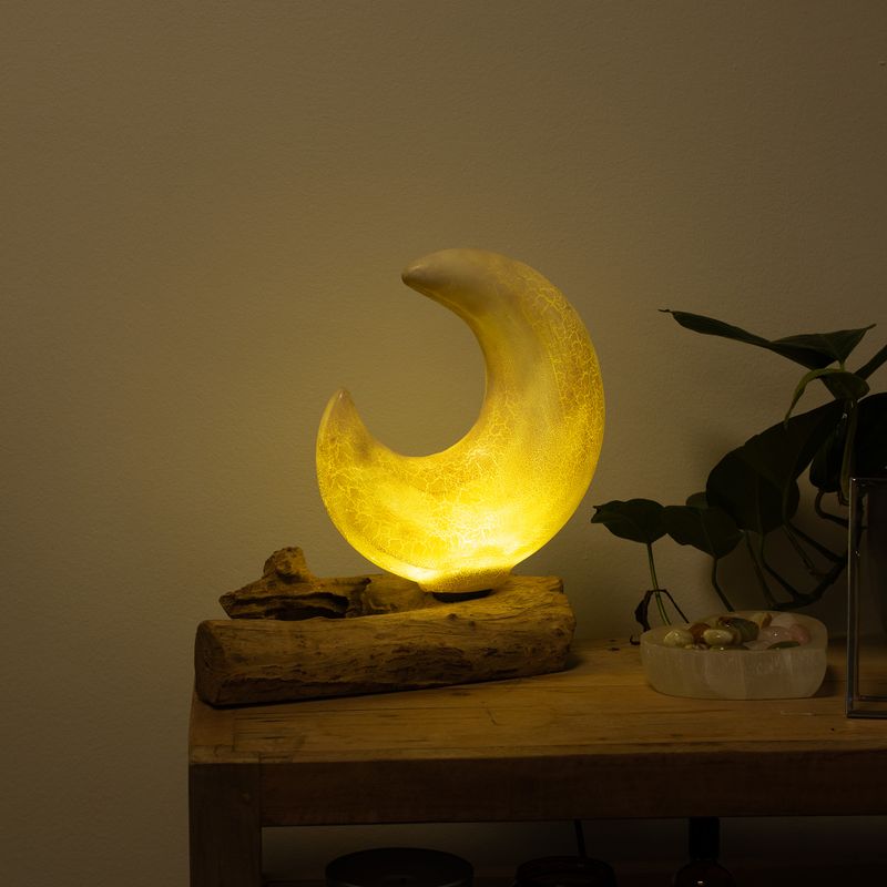 Lampe DriftGlow – Abat-Jour Demi-Lune Fissuré – Gris
