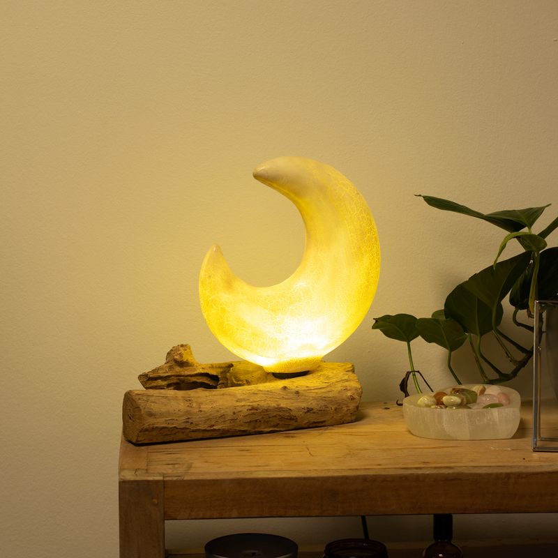 Lampe DriftGlow – Abat-Jour Demi-Lune Fissuré – Gris