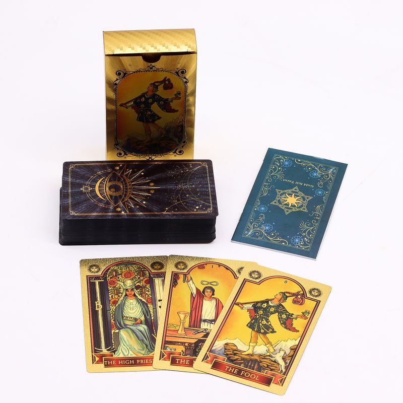 Jeu De Cartes De Tarot Avec Dorure Bleue Et Dorée – Œil Qui Voit Tout – Avec Livret