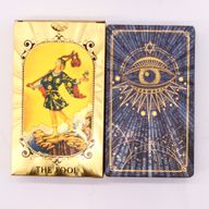 Jeu De Cartes De Tarot Avec Dorure Bleue Et Dorée – Œil Qui Voit Tout – Avec Livret