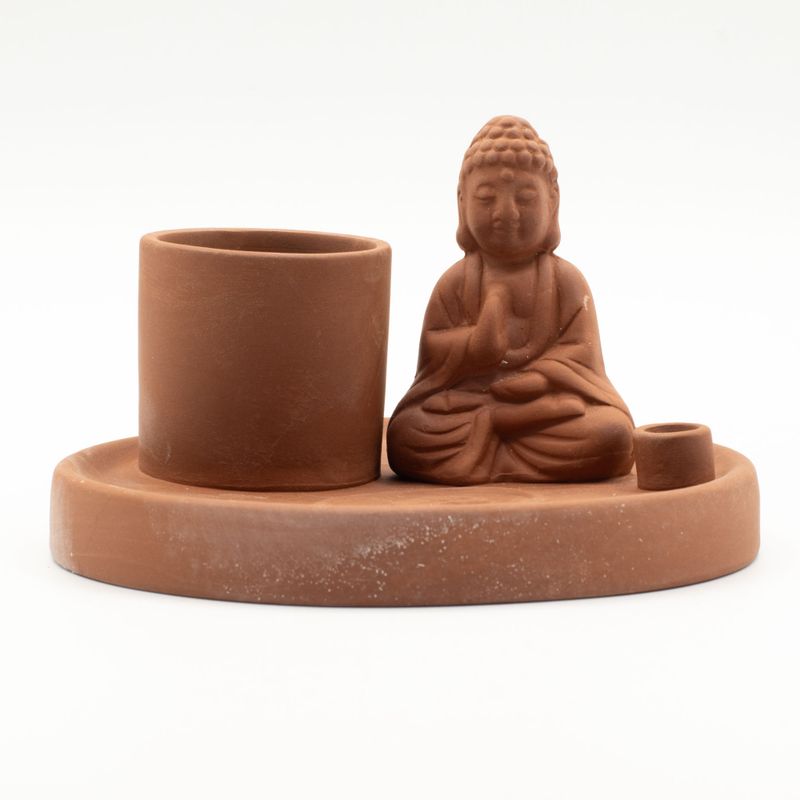 Plaque d’Encens Multi-Usage Bouddha – Style Terre Cuite Naturelle