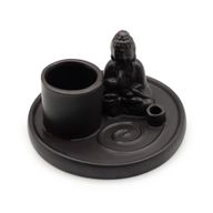 Plaque d’Encens Multi-Usage Bouddha – Céramique Noir Mat