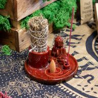 Plaque d’Encens Multi-Usage Bouddha – Céramique Rouge Doux