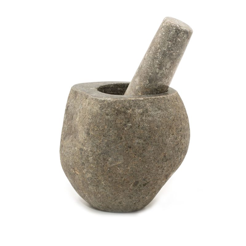 Mortier & Pilon Décoratifs en Pierre de Rivière Naturelle – Moyen (env. 12x8 cm)