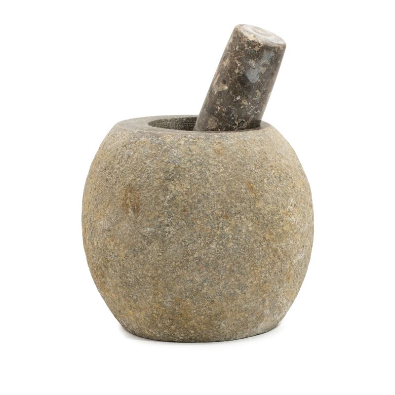 Mortier & Pilon Décoratifs en Pierre de Rivière Naturelle – Grand (env. 15x12 cm)