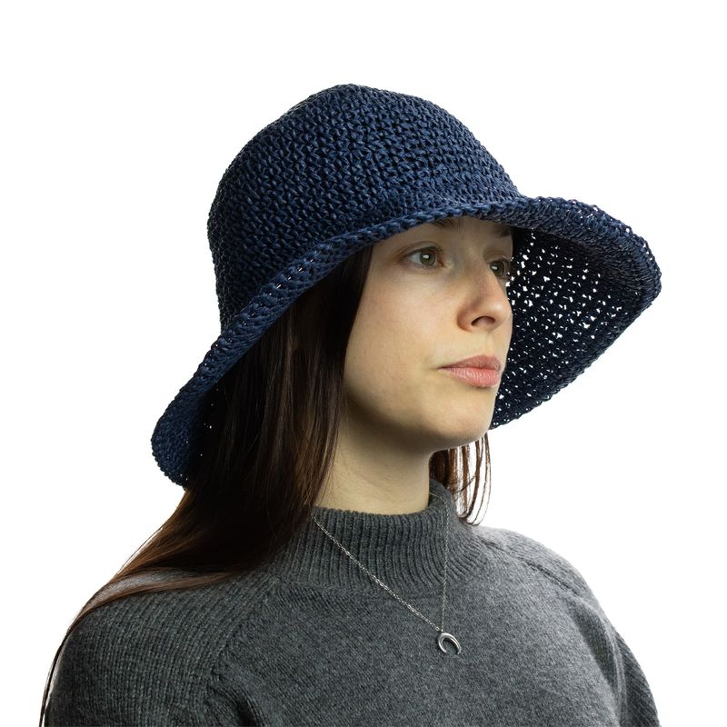 Chapeau De Soleil En Paille – Bleu Marine
