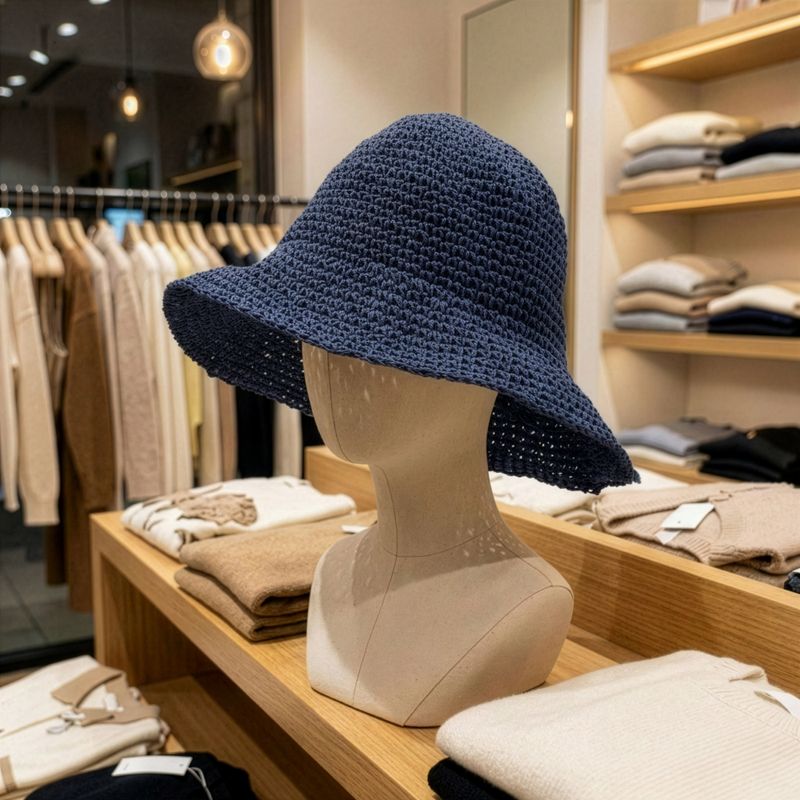 Chapeau De Soleil En Paille – Bleu Marine