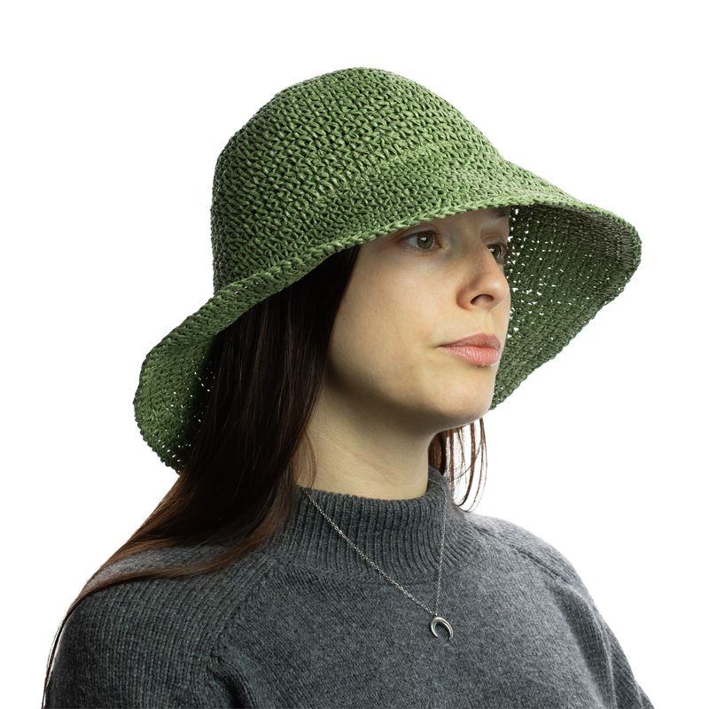 Chapeau De Soleil En Paille – Vert Mousse