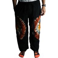 Pantalon De Détente Style Japonais - M - Chocolat noir / Orange