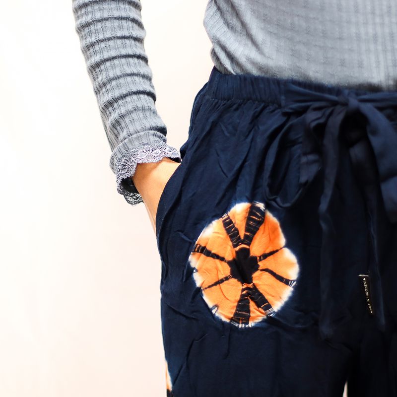 Pantalon De Détente Style Japonais - L - Bleu, Orange