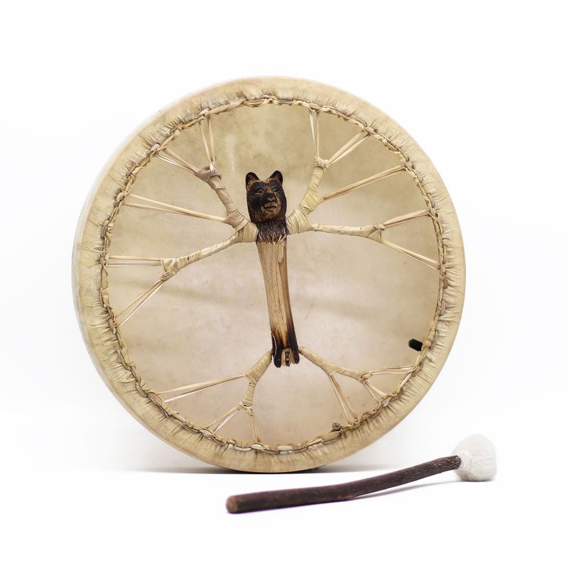 Esprit De L'Ours – Tambour Chamanique Avec Baguette – Accordable – 40 Cm
