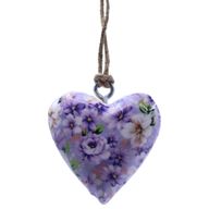 Grands Cœurs Décoratifs En Bois - Fleur Violette (50) - Dans Un Bocal D’Exposition