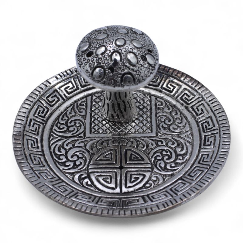 Porte-Encens Assiette Champignon Effet Argent
