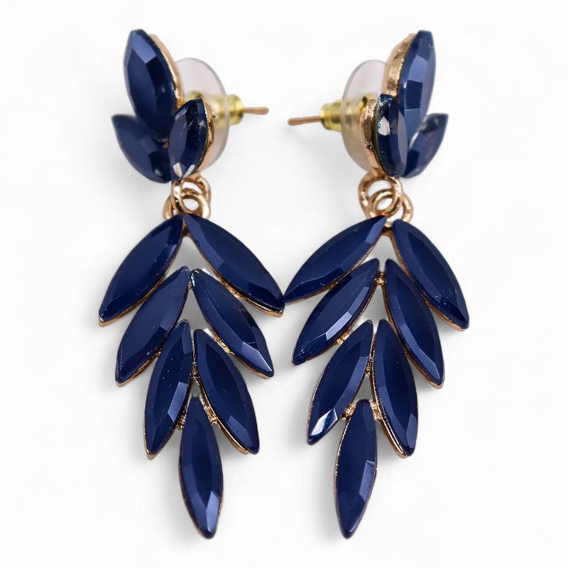 Boucles d’Oreilles Bleu Royal - Verre Vintage - Longues Gouttes