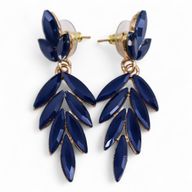 Boucles d’Oreilles Bleu Royal - Verre Vintage - Longues Gouttes