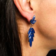 Boucles d’Oreilles Bleu Royal - Verre Vintage - Longues Gouttes