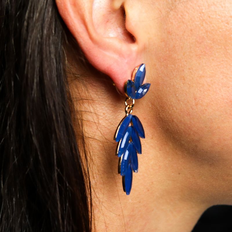 Boucles d’Oreilles Bleu Royal - Verre Vintage - Longues Gouttes