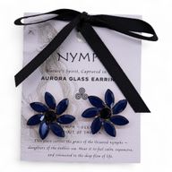 Boucles d’Oreilles Bleu Royal - Verre Vintage - Fleurs