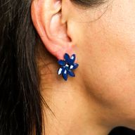 Boucles d’Oreilles Bleu Royal - Verre Vintage - Fleurs