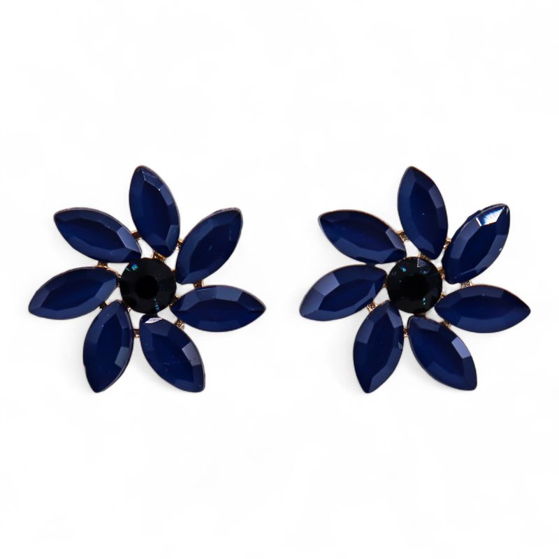 Boucles d’Oreilles Bleu Royal - Verre Vintage - Fleurs