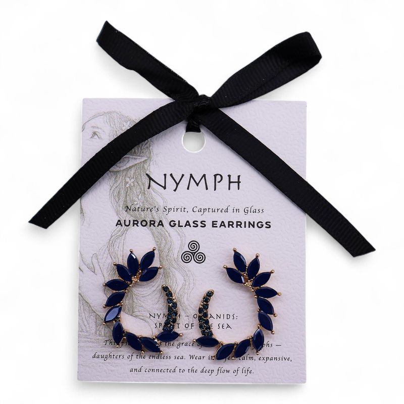 Boucles d’Oreilles Bleu Royal - Verre Vintage - Anneaux