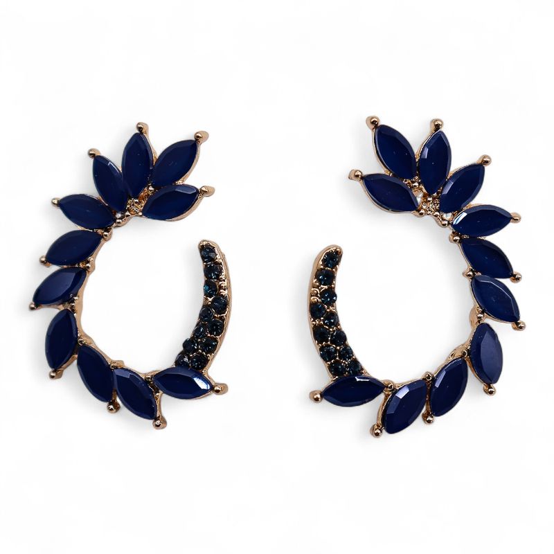 Boucles d’Oreilles Bleu Royal - Verre Vintage - Anneaux