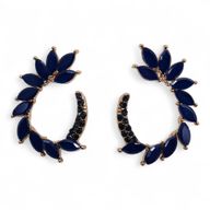 Boucles d’Oreilles Bleu Royal - Verre Vintage - Anneaux