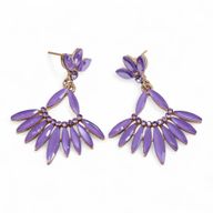 Boucles d’Oreilles Lavande - Verre Vintage - Longues Gouttes