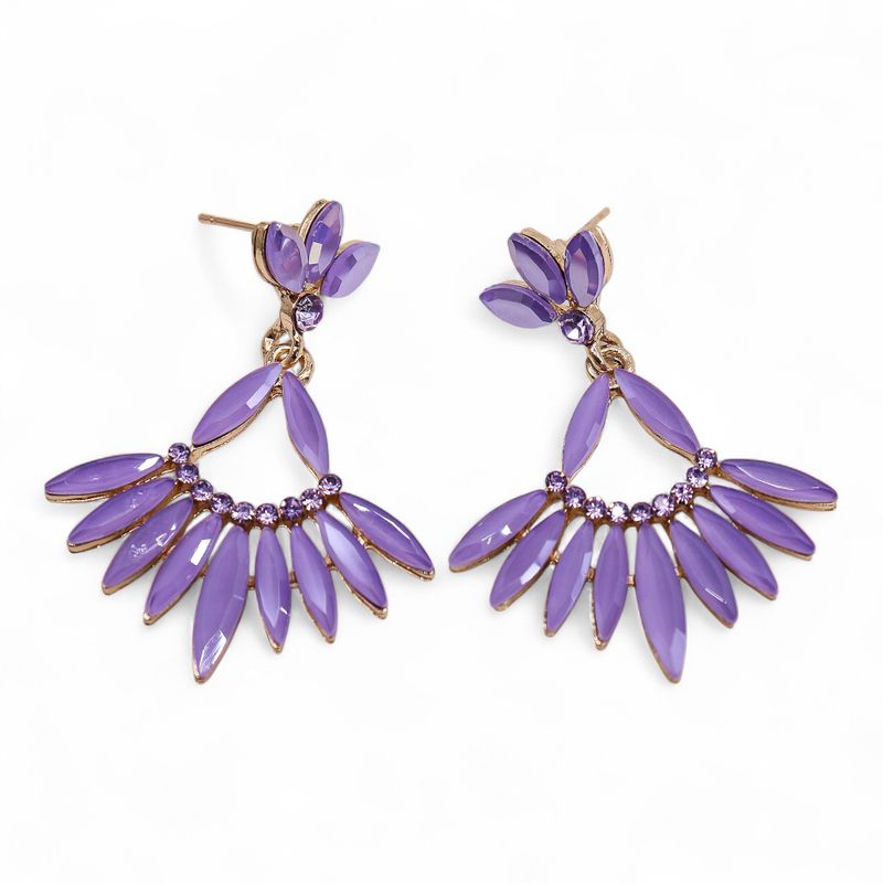 Boucles d’Oreilles Lavande - Verre Vintage - Longues Gouttes
